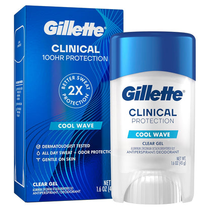 Gillette_Clinical_Antiperspirant_and_Deodorant_for_Men,_100HR_Sweat_&_Odor_Protection,_Long_Lasting_Freshness,_Anti-White_Mark_Technology,_Clear_Gel,_Cool_Wave_Scent,_1.6_oz_(Pack_of_3)