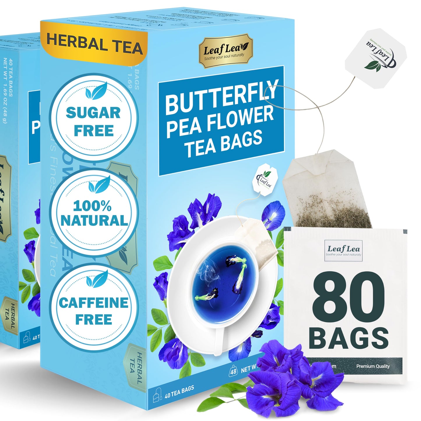 Butterfly Pea Tea - 80 Tea Bags (Pack of 2)