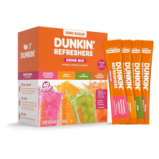 Dunkin’_Refreshers_Singles_To_Go!_Powdered_drink_mix_packets,_40_Ct_Variety_Pack,_40_Single_serve_Packets_per_Box_(40_servings),_Energy_from_Green_Tea,_aspartame-free,_no_synthetic_colors,_naturally_and_artificially_flavored,_just_add_water