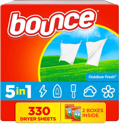 Bounce Dryer Sheets, Outdoor Fresh Scent, Fabric Softener Sheets, Reduces Static, Softens and Fights Wrinkles