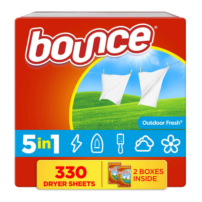 Bounce Dryer Sheets, Outdoor Fresh Scent, Fabric Softener Sheets, Reduces Static, Softens and Fights Wrinkles