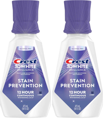Crest 3D White Brilliance Stain Prevention Mouthwash/Rinse 473 mL- 12-Hour Stain Prevention, Alcohol Free