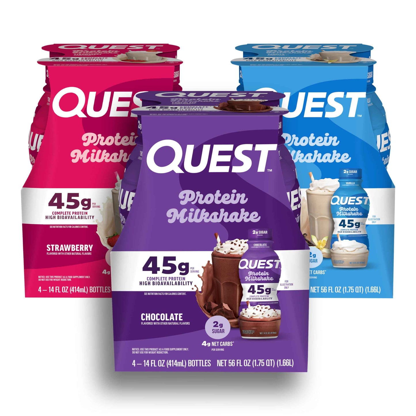 Quest Nutrition Protein Shake, 45g Protein, 2g Sugar, 4g Net Carbs, Ready to Drink, Gluten Free