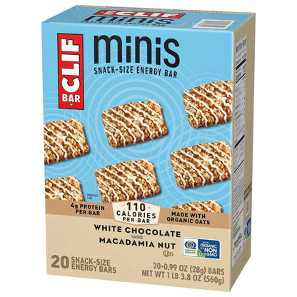 CLIF BAR Minis - White Chocolate Macadamia Nut Flavor - Made with Organic Oats - 4g Protein - Non-GMO - Plant Based - Snack-Size Energy Bars - 0.99 oz