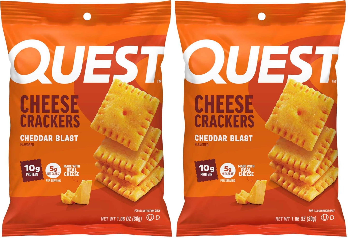 Quest Nutrition Cheese Crackers, 10g Protein, 5g Net Carbs, 1g Sugar, Made with Real Cheese, High Protein Snack