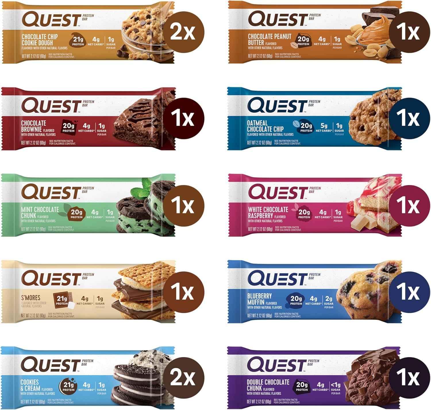 Quest Nutrition Ultimate Variety Pack Protein Bars, High Protein, Low Carb, Gluten Free, Keto Friendly