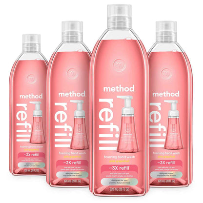 Method Foaming Hand Soap Refill, Pink Grapefruit, Recyclable Bottle, 28 fl oz