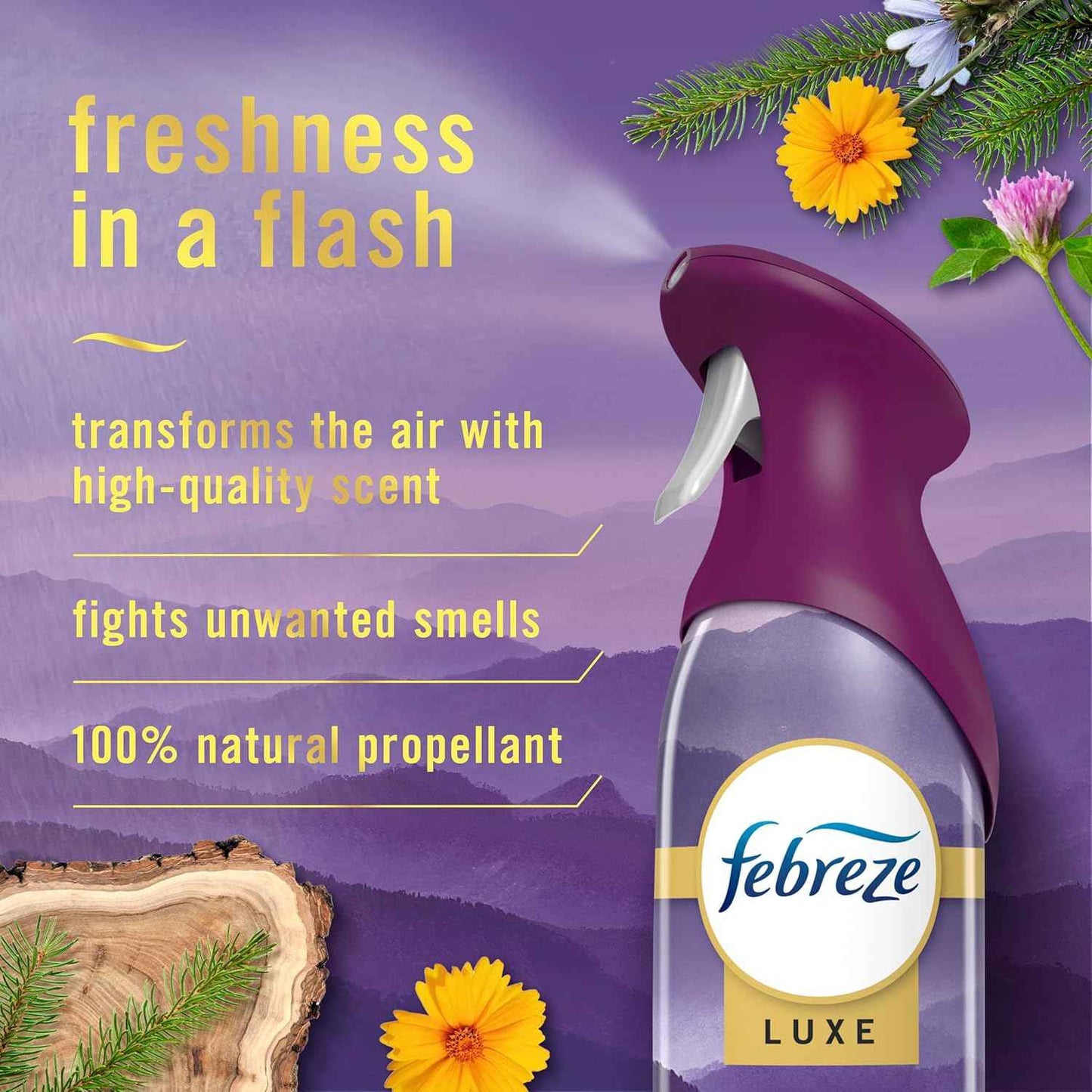 Febreze Air Mist Air Freshener Spray, Odor-Fighting Room Spray, Air Fresheners for Home and Bathroom and Kitchen, Aerosol Can, Mountain Scent