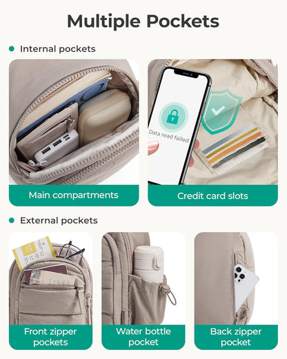 BAGSMART_Small_Sling_Bag_for_Women,_Puffer_Crossbody_Bag_Purses_Hobo_Handbag_Fanny_Packs_for_Travel_Hiking
