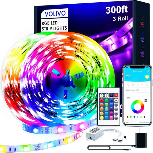 LED Strip Light Bluetooth, Color Changing LED Strip Lights for Bedroom, Music Sync RGB Lighting with 24Key Remote/APP Control for Home Decoration