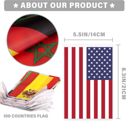 100 Countries String Flag, International Flags Bunting Banner, World Flag Banner Decoration for World Cup Party, School, Sports Game Events, Grand Opening, Classroom