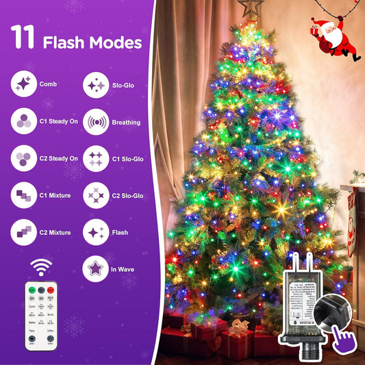 Marchpower_Christmas_Tree_Lights_Color_Changing,_11_Modes_Christmas_Light_Outdoor_with_Remote_Control,_400_Diamond_LED_6.6FTx10_Waterproof_Xmas_Tree_Lights_with_Timer_&_Memory_Function_for_Indoor