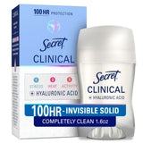 Secret Clinical Strength Antiperspirant Deodorant for Women, 3X Stress Protection, 72hr Sweat & Odor Protection, Pro-Hyaluronic Acid, Invisible Solid