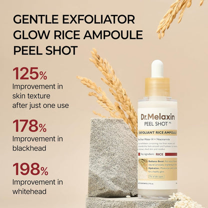 Dr.Melaxin_Peel_Shot_Glow_White_Rice_Peeling_Ampoule_80ml,_Dead_Skin_Gentle_Exfoliating_Ampoule_with_Rice_Water_Extract,_AHA_BHA,_Niacinamide,_Daily_Skin_Texture_Care,_All_Skin_Types,_Korean_Skincare