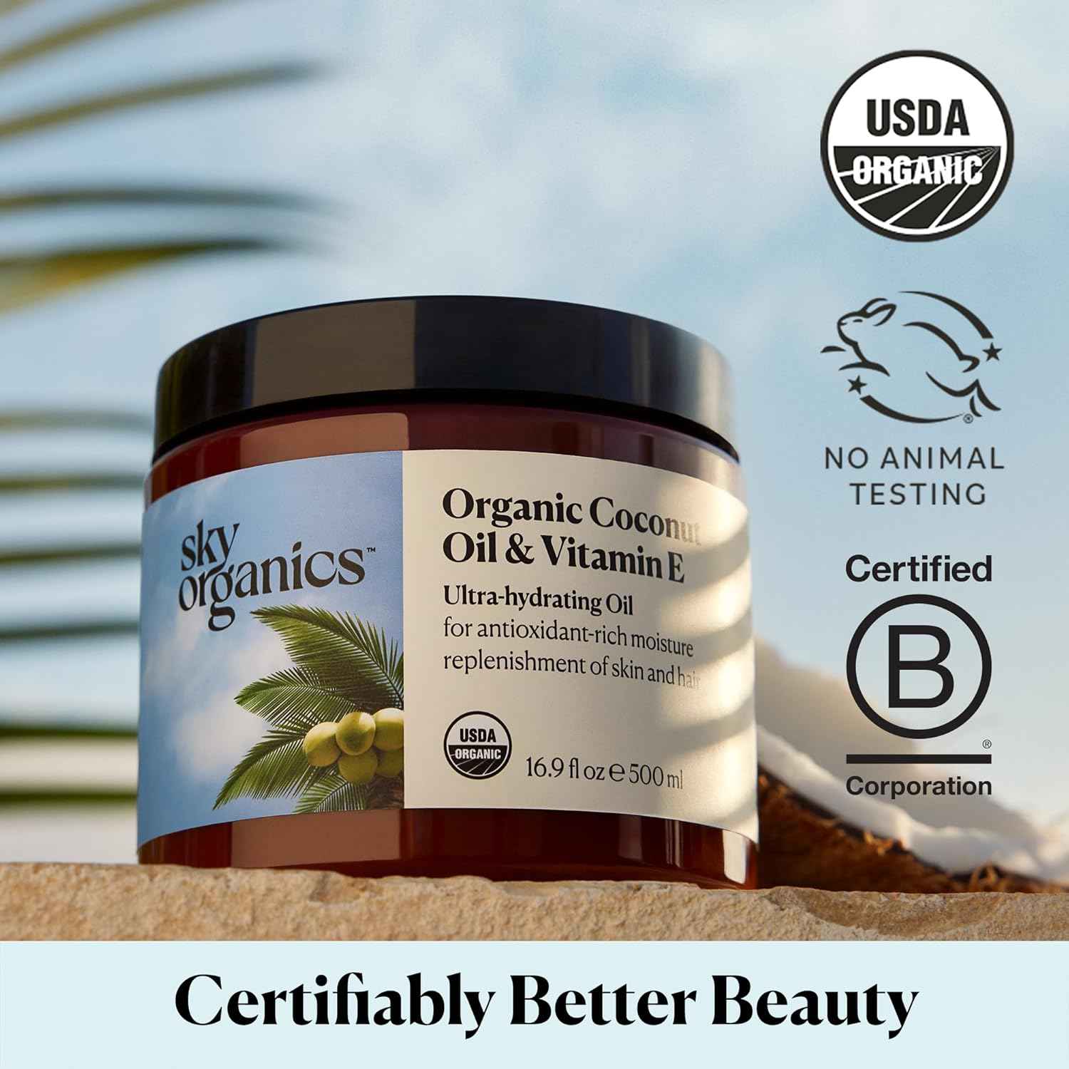 Sky Organics - Oil & Vitamin E, 16.9 fl oz - Skin & Hair Ultra-Hydrating Oil - Fatty Acids & Antioxidants - Natural, Vegan & Cruelty Free - Skin Care & Hair Care
