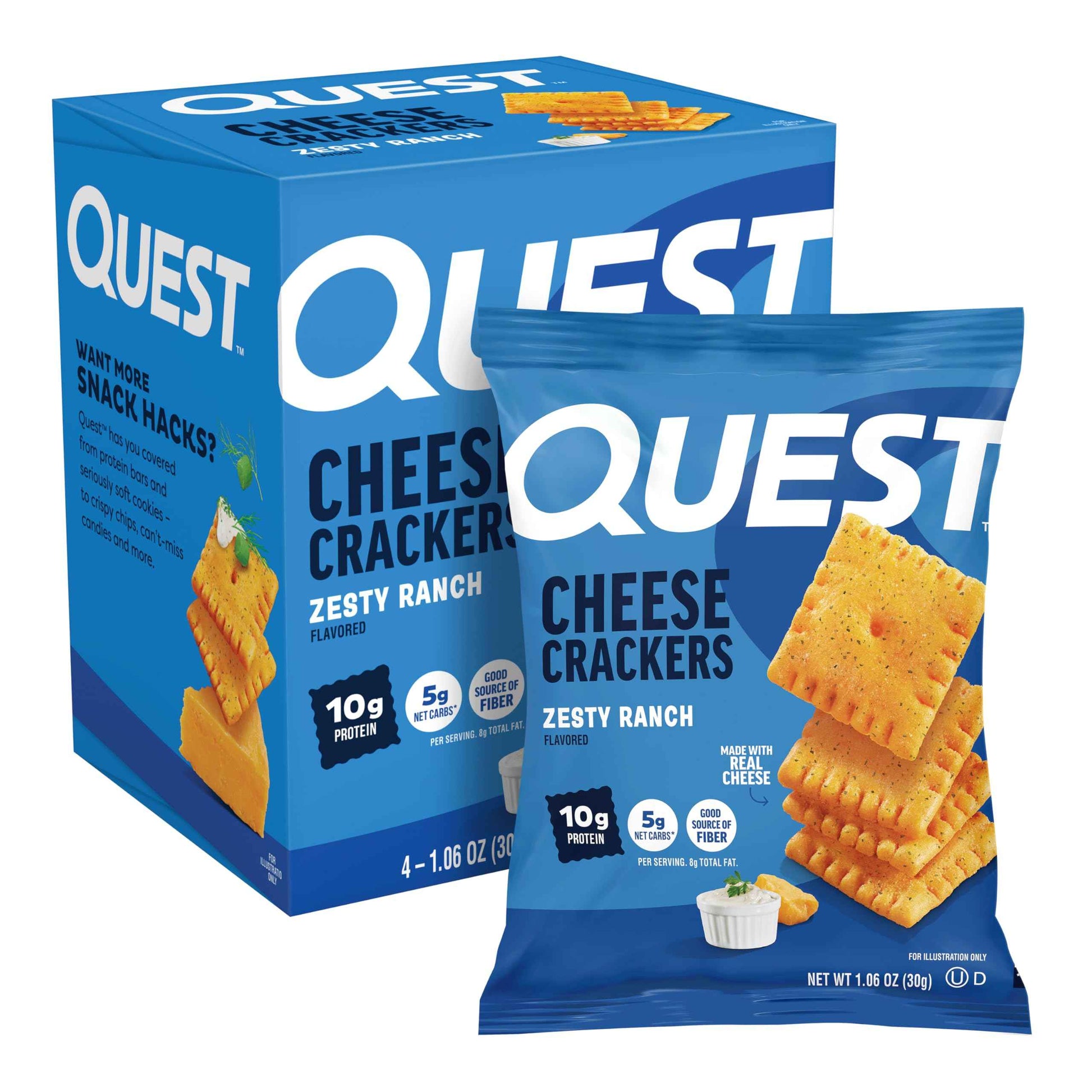 Quest Nutrition Cheese Crackers, 10g Protein, 5g Net Carbs, 1g Sugar, Made with Real Cheese, High Protein Snack