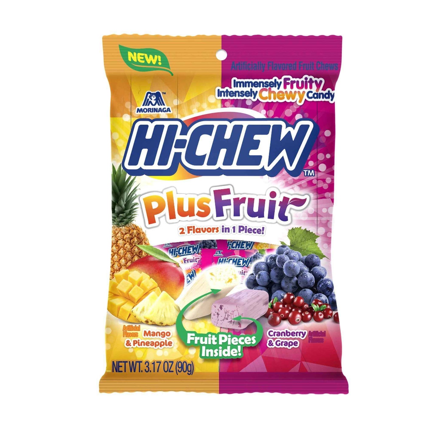 HI-CHEW Assorted, Green Apple Strawberry Mango Grape, Soft & Chewy Candy 2lb - 185+ Pieces Individually Wrapped - Made with Immensely Juicy Fruity Flavors