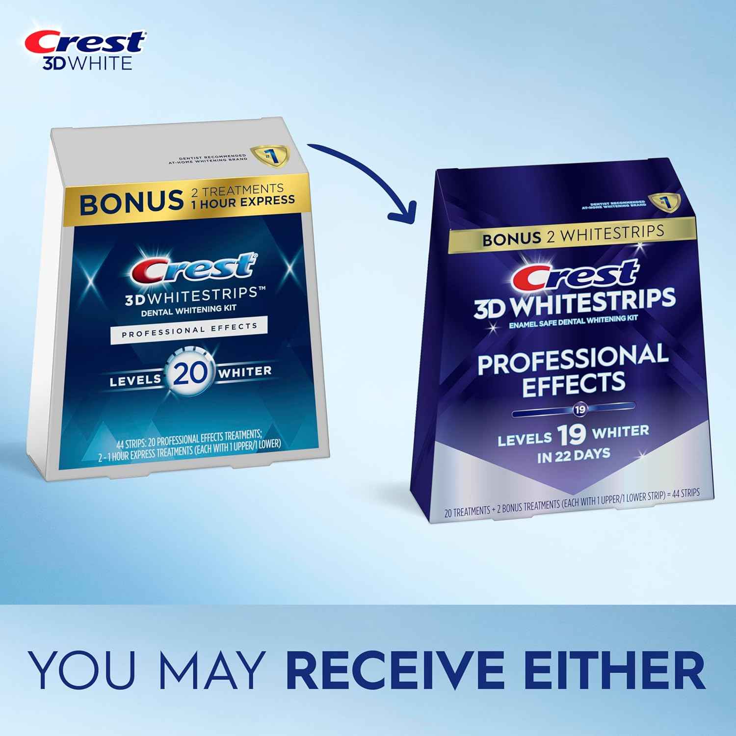 Crest 3D Whitestrips Professional Effects – Teeth Whitening Kit, 22 Treatments (20 + 2 Bonus), Each with 1 Upper/1Lower, 44 Strips – Crest 3DWhite Teeth Whitening Strips