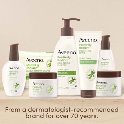 Aveeno Positively Radiant Skin Brightening Exfoliating Daily Facial Scrub, Gentle with Moisture-Rich Soy Extract, Helps Improve Skin Tone & Texture, Oil- & Soap-Free, Hypoallergenic, 5 oz
