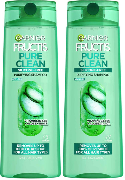 Garnier Fructis Pure Clean Purifying Shampoo, Silicone-Free, 12.5 Fl Oz