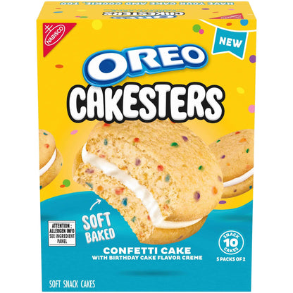 OREO Cakesters Confetti Cake Soft Snack Cakes, 5-2.02 oz Snack Packs