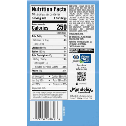 CLIF BAR - Energy Protein Bars - Blueberry Almond Crisp - Made with Organic Oats - Energy Bars - Non-GMO