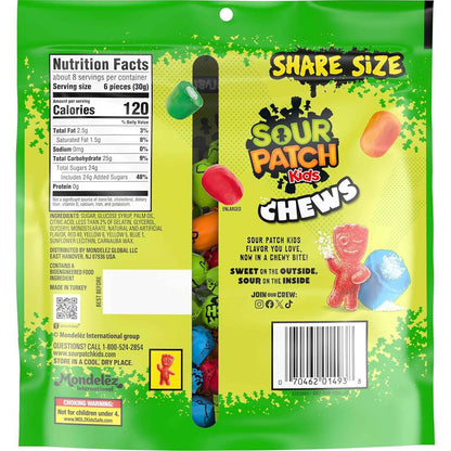 SOUR PATCH KIDS Chews Soft & Chewy Candy, Share Size