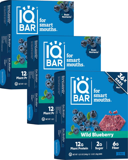 IQBAR Clean Plant Protein Bars - Keto, Vegan, High Fiber, Gluten and Dairy Free, Low Sugar Snack - Brain and Body Nutrients for Focus, Energy, Meal Replacement
