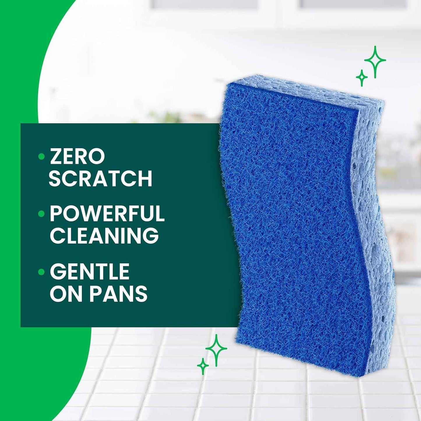 Scotch-Brite Zero Scratch Scrub Sponge, Kitchen Sponges for Cleaning Around the Home, Bathroom & More, Effective + Gentle Dish Scrubber, Best for Nonstick Pots and Pans, Safe on Most Surfaces