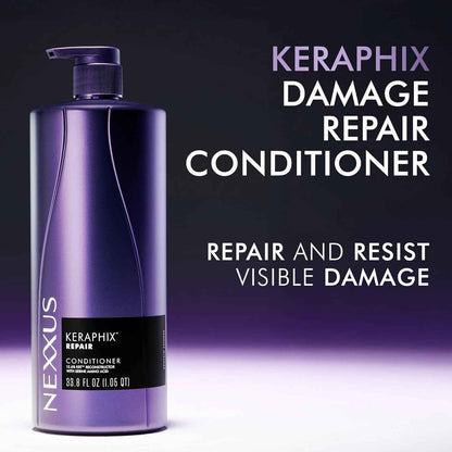 Nexxus KERAPHIX Shampoo & Conditioner 2 Pack for Damaged Hair Repair Powered by KRT Keratin Resistance Therapy with Liquid Crystal Amino Acids 33.8 Fl Oz
