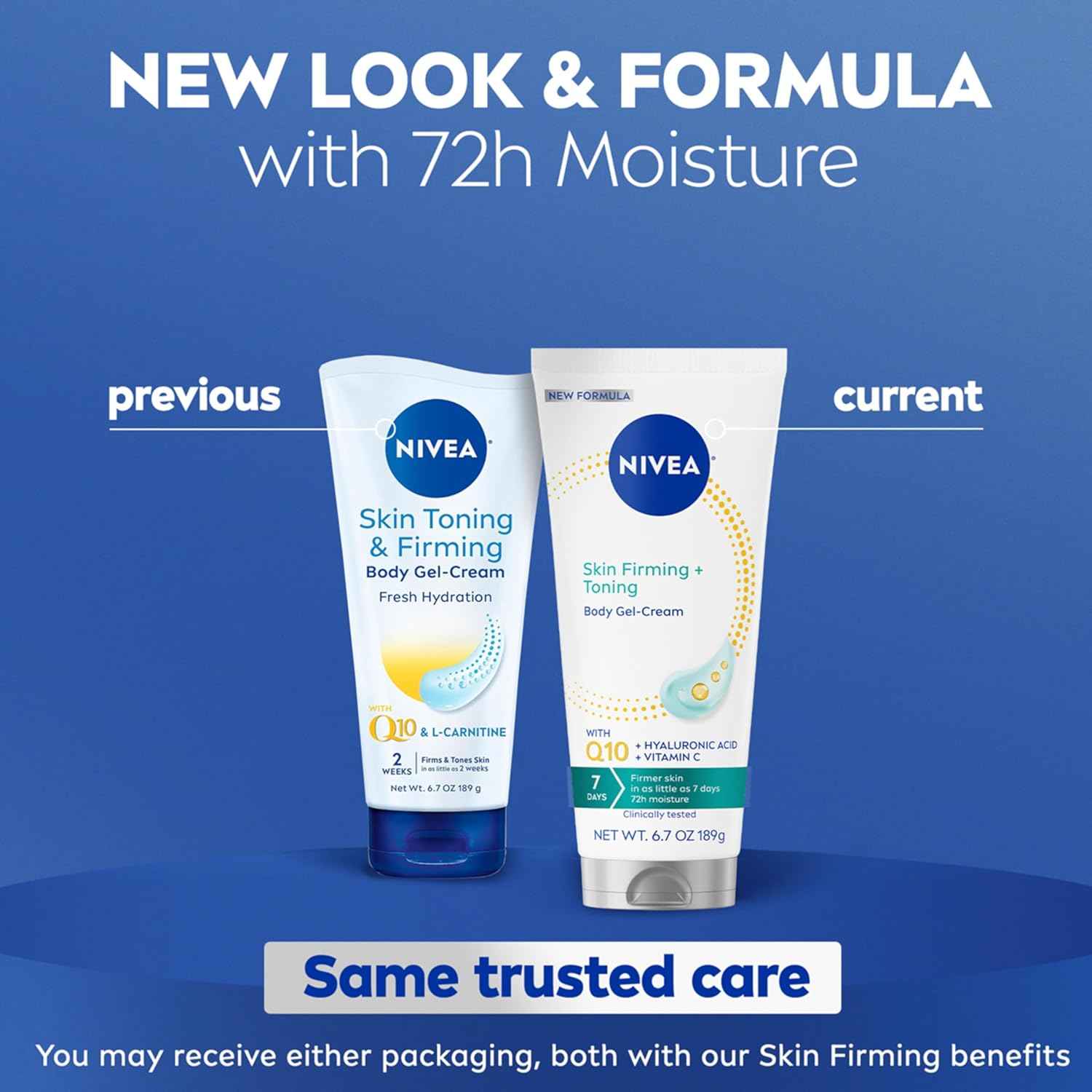 NIVEA Skin Firming & Toning Body Gel Cream with Q10, Hyaluronic Acid and Vitamin C, Clinically Tested Skin Firming & Toning Cream, 72-Hour Moisture