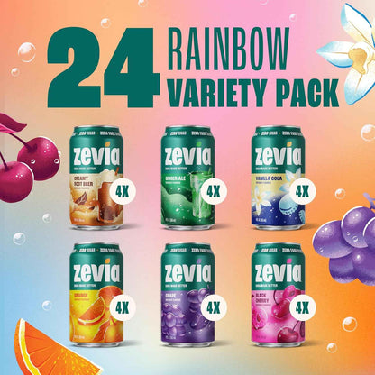 Zevia Zero Sugar Soda – Naturally Sweetened, Non-GMO Project Verified, Gluten-Free, Vegan