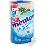 Mentos Pure Fresh Sugar-Free Chewing Gum with Xylitol, Mint, in a recyclable 90% Paperboard Bottle, 80 Piece (Pack of 1)