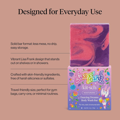 Kitsch_x_Lisa_Frank_Dancing_Dreams_Shea_Butter_Body_Wash_Bar_–_Gentle_Exfoliating_Body_Wash_with_Apricot_Seeds_–_Moisturizing_Bar_Soap_Cleanser_for_Soft,_Smooth_Skin_–_Eco-Friendly_Skin_Care_-_4oz
