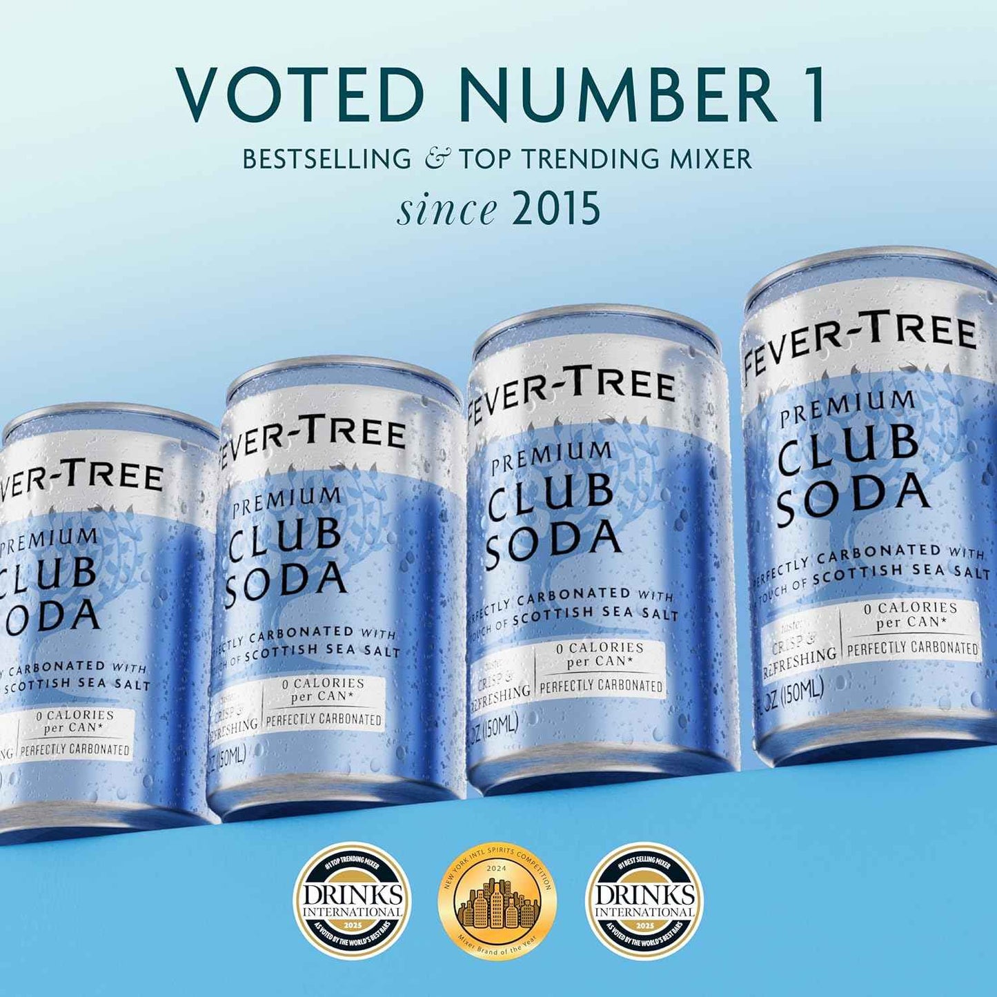 Fever-Tree Club Soda – Premium Zero Calorie Mixer for Cocktails and Mocktails – Naturally Sourced, Non-GMO