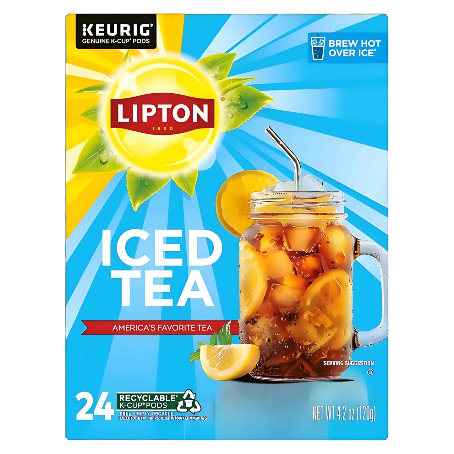Lipton Unsweetened Black Iced Tea K-Cups 24-Pack for Keurig Coffee Makers - Rainforest Alliance Certified Tea Pods with Smooth Crisp Flavor, Brew Hot over Ice for Refreshing Beverage