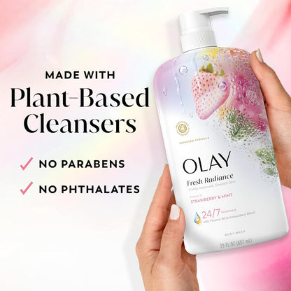 Olay_Body_Wash_for_Women,_Fresh_Radiance,_24/7_Skin-Loving_Freshness,_Visibly_Radiant,_Plant_Based_Cleansers,_Vitamin_B3_&_Antioxidant_Blend,_For_All_Skin_Types,_Strawberry_&_Mint_Scent,_29_fl_oz