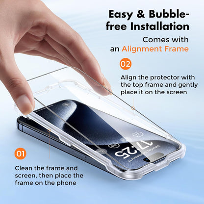 UNBREAKcable_Shatterproof_Tempered_Glass_Screen_Protector_for_iPhone_15_Pro_Max_[3-Pack][Easy_Installation_Frame]_[9H_Hardness]_[99.99%_HD_Clear]_[Bubble_Free]_for_Apple_6.7”