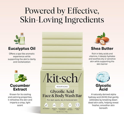 Kitsch_Glycolic_Acid_Face_&_Body_Wash_Bar_–_Resurfacing_Bar_Soap_with_Shea_Butter_for_Smoother,_Brighter_Skin_–_Gentle_Soap_&_Body_Wash_Women_&_Men_Love_–_Cucumber_&_Eucalyptus_Scent_Bath_Soap_-_4_oz