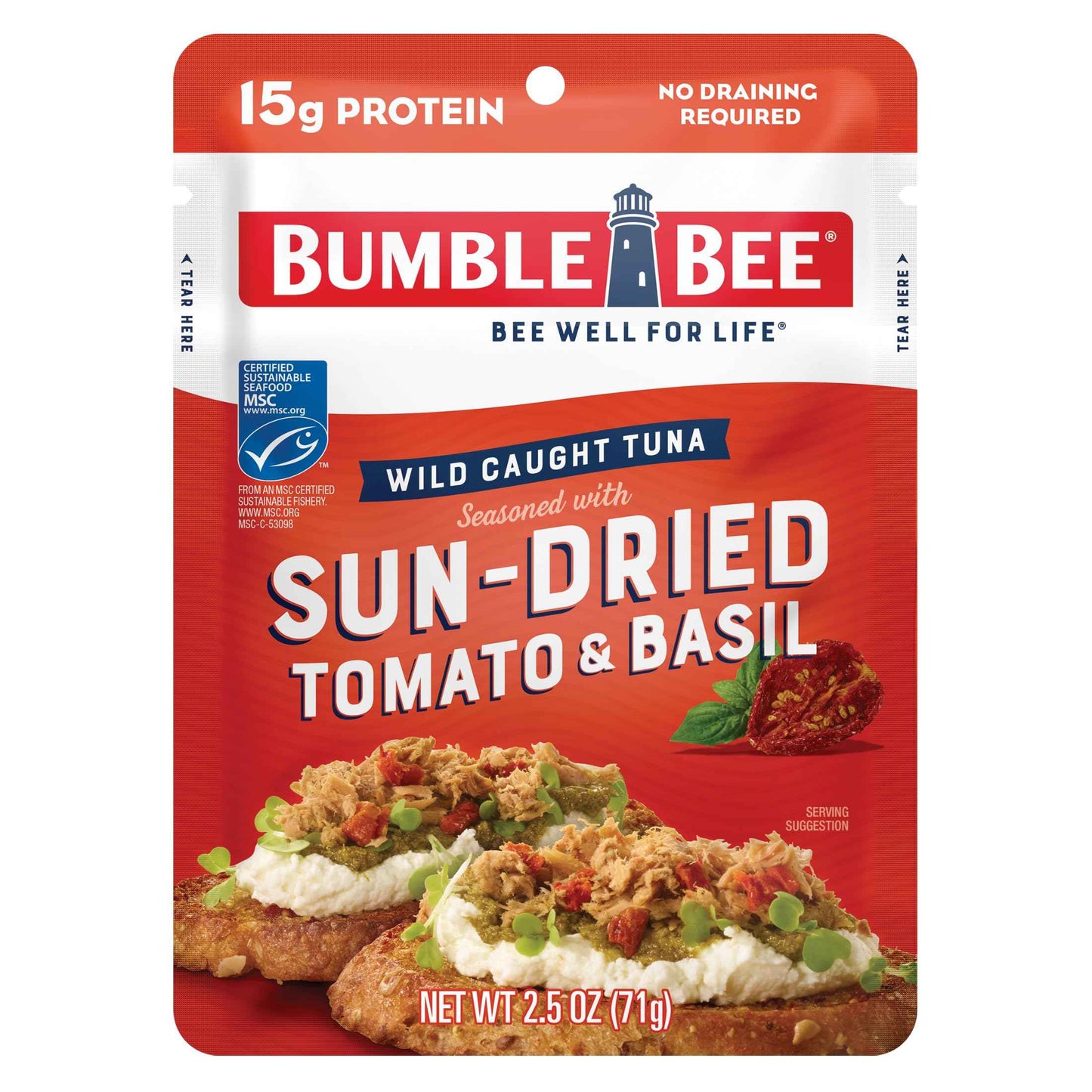 Bumble Bee Seasoned Tuna Pouch - Wild Caught and Ready to Eat for Snack, Salad, Korean Tuna Bowl - 14g Protein per Serving - PERFECT, PORTABLE, GOODNESS - 2.5 oz Packet