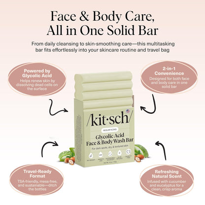 Kitsch_Glycolic_Acid_Face_&_Body_Wash_Bar_–_Resurfacing_Bar_Soap_with_Shea_Butter_for_Smoother,_Brighter_Skin_–_Gentle_Soap_&_Body_Wash_Women_&_Men_Love_–_Cucumber_&_Eucalyptus_Scent_Bath_Soap_-_4_oz