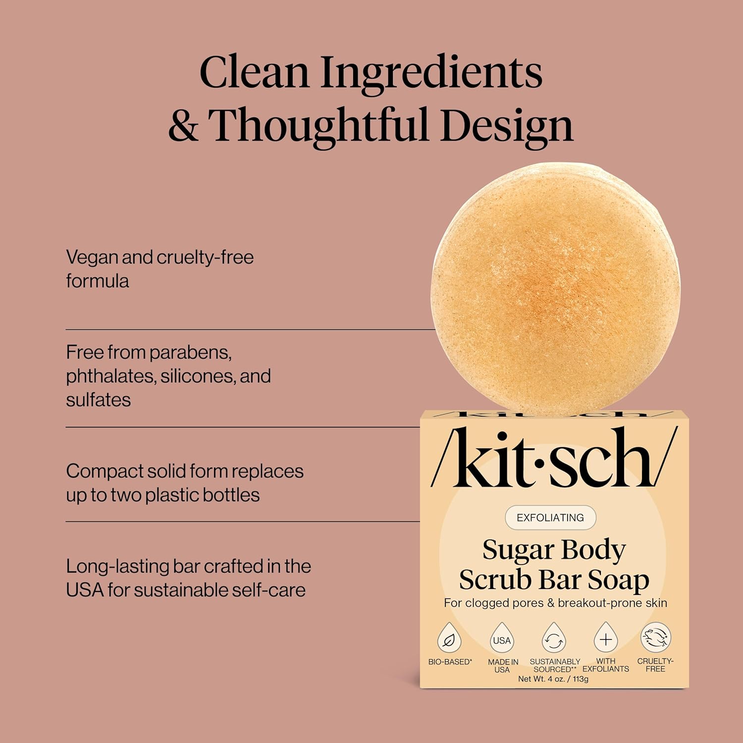 Kitsch_Exfoliating_Sugar_Body_Scrub_Bar_Soap_–_Polishing_Soap_Bar_with_Granules,_Walnut_Shell_&_Coconut_Oil_–_Hydrating_Exfoliating_Body_Scrub_for_Smooth,_Glowing_Skin_Care_–_Made_in_the_USA_-_4_oz