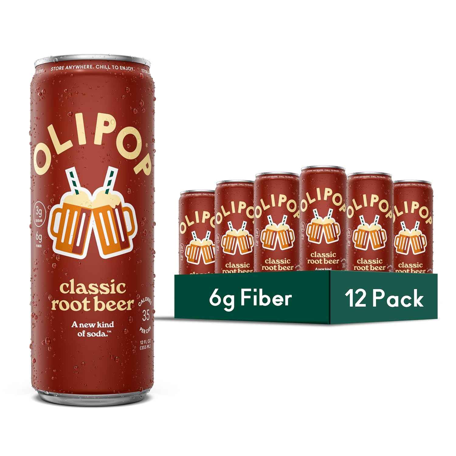 OLIPOP Prebiotic Soda Pop, Pantry Pack Packed with Prebiotics, Fiber, and Botanicals, Gluten Free, GMO Free