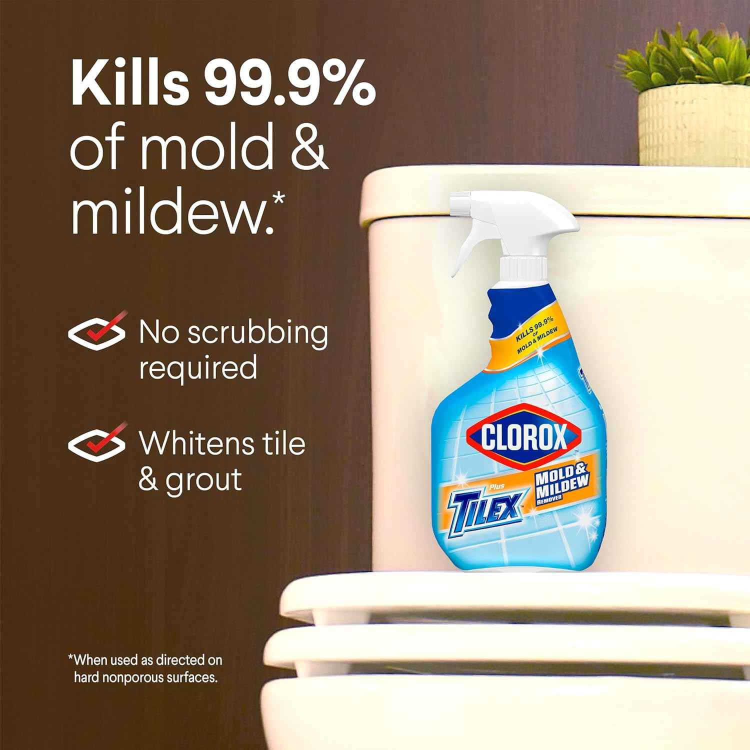 Clorox Plus Tilex Mold and Mildew Remover with Bleach, Spray Bottle, 32 Fluid Ounces, Unscented, Pack of 3