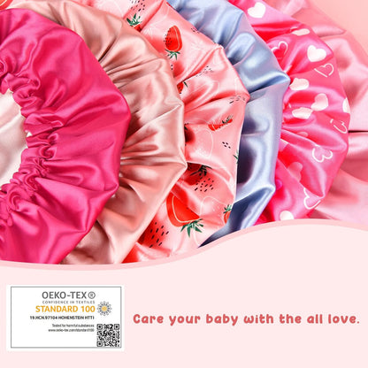 YANIBEST_Baby_Satin_Bonnet_Sleep_Cap_-_Double_Layer_Reversible_Adjustable_Silky_Satin_Cap_for_Infant_Toddler(6-36Months,Strawberry)