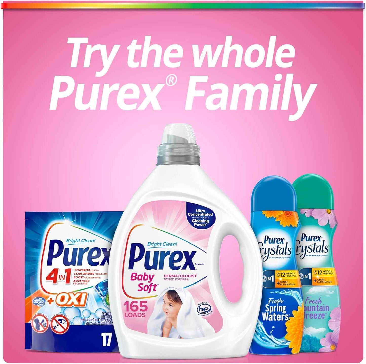 Purex Baby Soft Liquid Laundry Detergent, Ultra Concentrated, 82.5 fl oz, 165 Loads, Hypoallergenic, Dye Free, Gentle on Skin