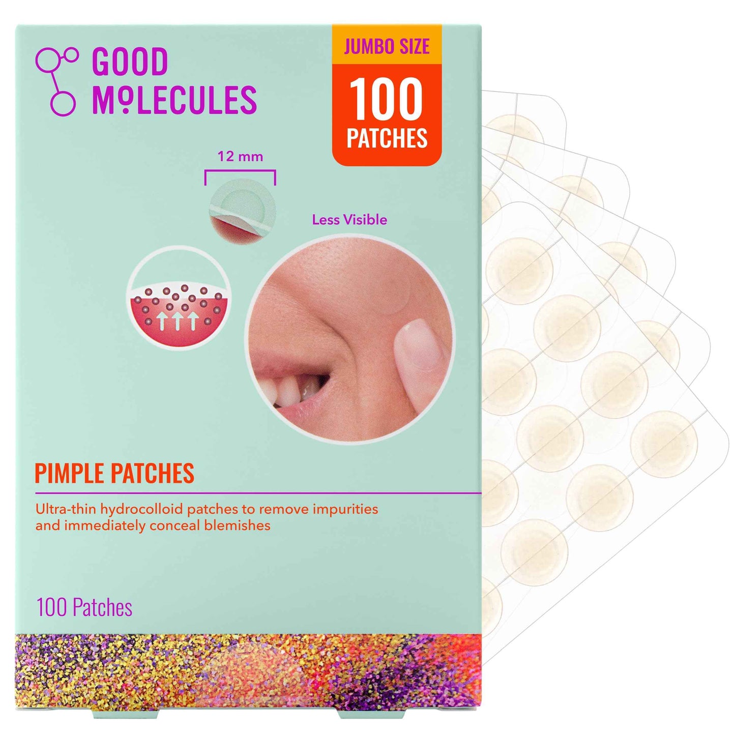 Good Molecules Pimple Patches for Face, Ultra-Thin Hydrocolloid Acne & Zit Patches, Invisible Under Makeup, Clinically Tested Acne Spot Treatment