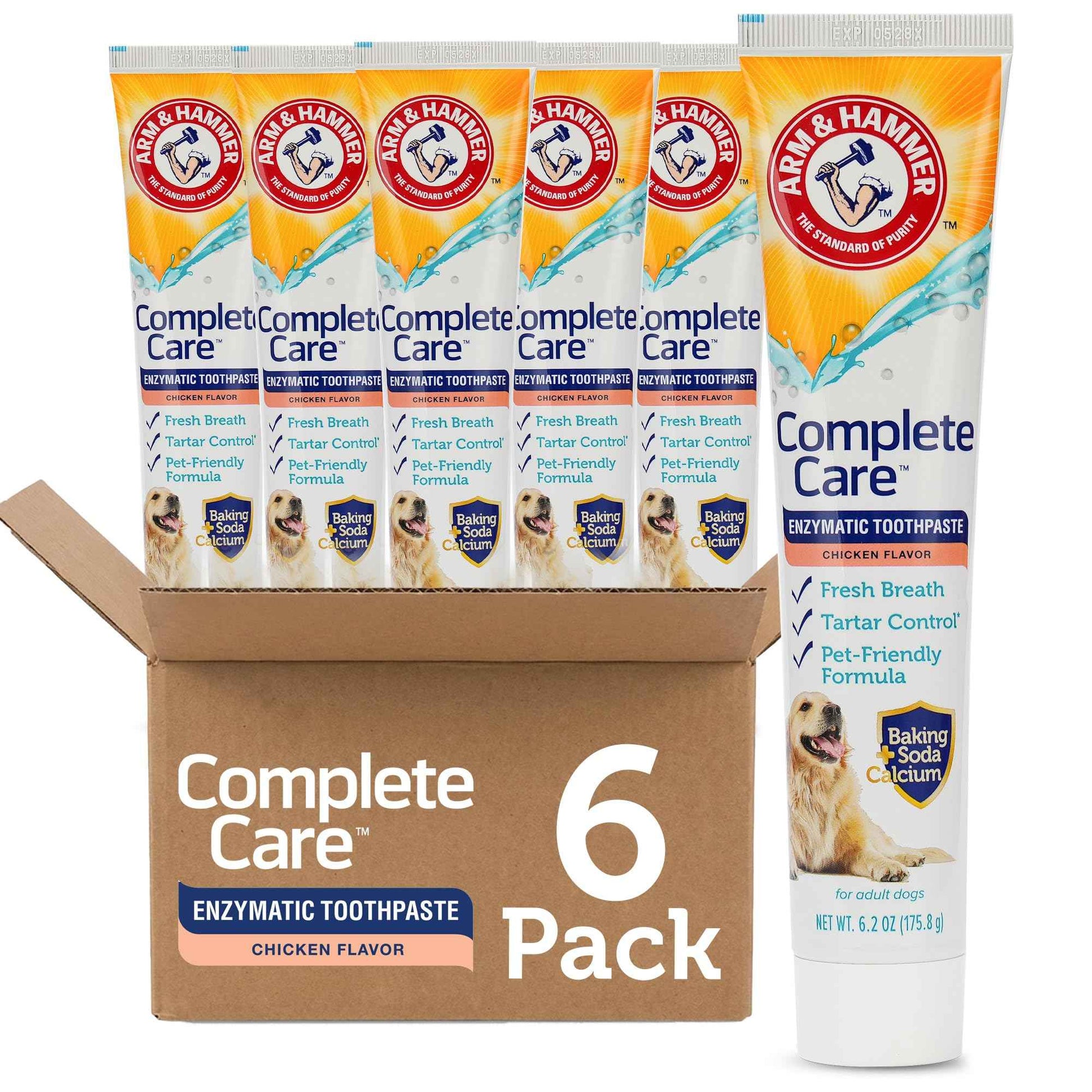 Arm & Hammer Complete Care Enzymatic Dog Toothpaste with Baking Soda and Calcium, Fluoride-Free Chicken Flavor for Plaque, Tartar, and Fresh Breath,