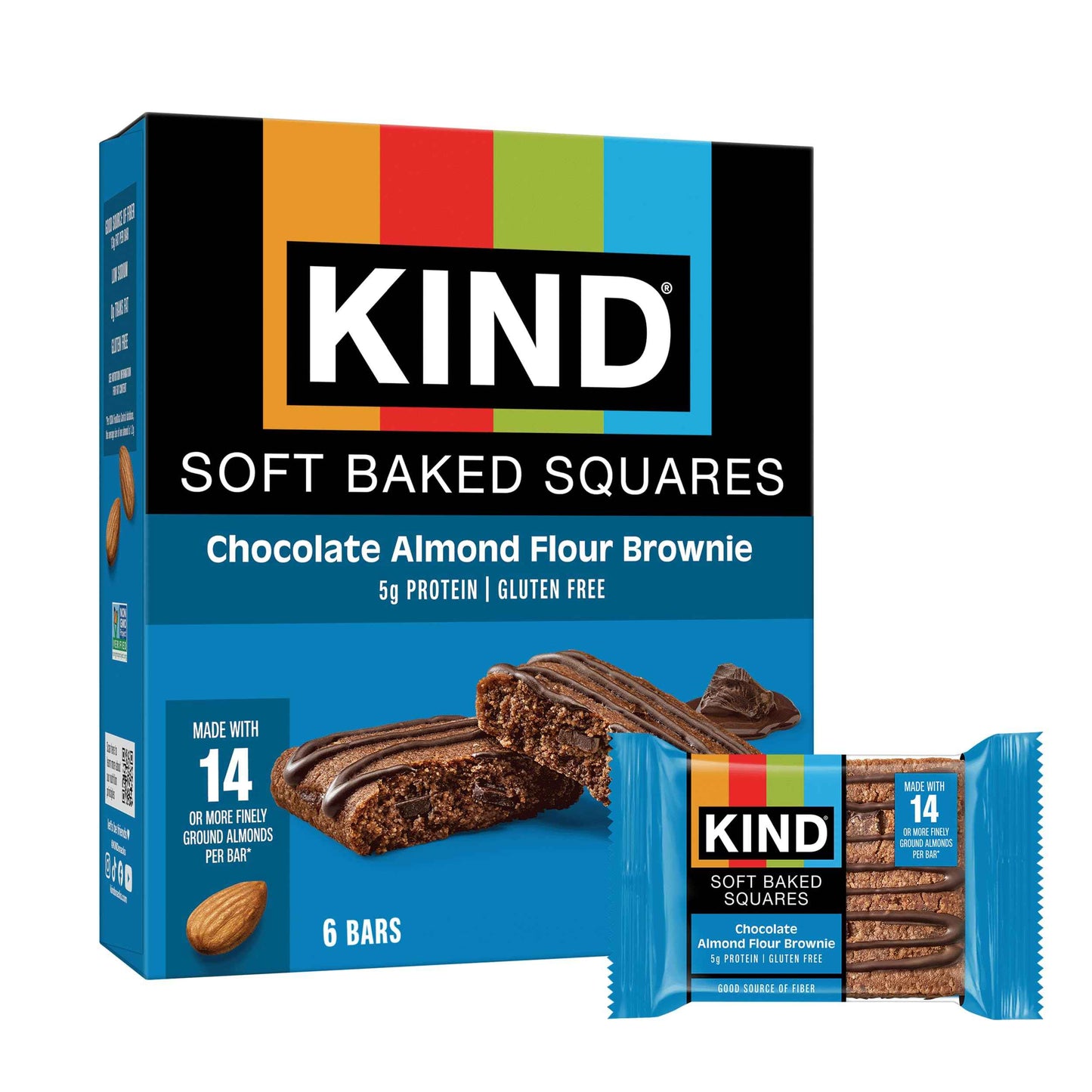 KIND Soft Baked Squares, Gluten Free, Healthy Snack Bars, 5g Protein, 6 Count