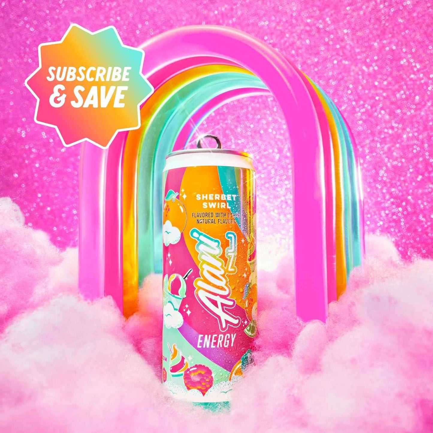 Alani Nu SHERBET SWIRL Sugar Free, Low Calorie Energy Drinks, 200mg Caffeine, Biotin B Vitamins, Zero Sugar, 10 Calories, 12 Fl Oz Cans, 24 Pack